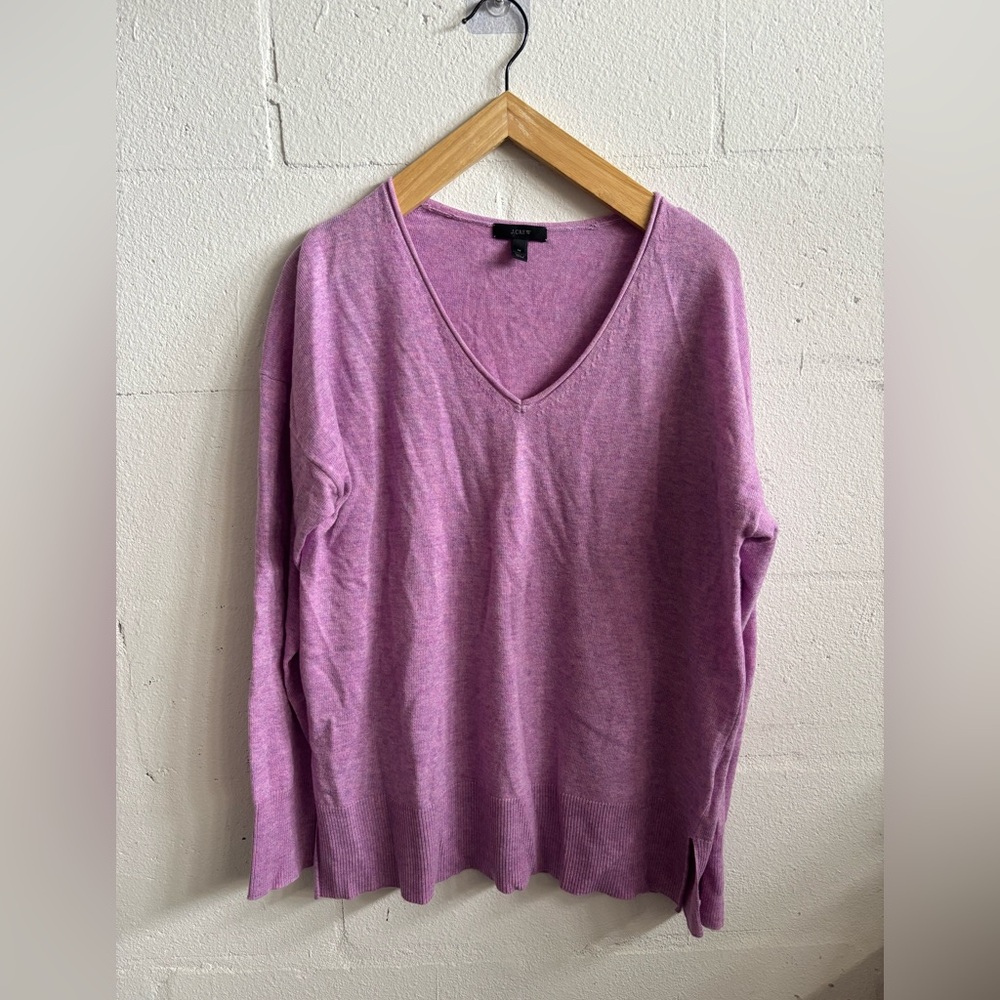 J. Crew Size medium Wool Lavender V Neck Sweater